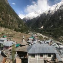 view of Chhitkul village and mountain landscape